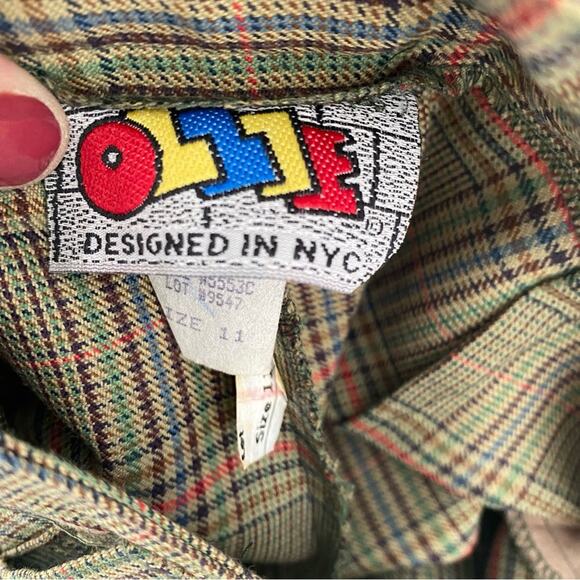 Vintage 1987 Ollie High Waist Olive Green Plaid Mom Pants NWTs Junior 11 Large - Picture 8 of 9